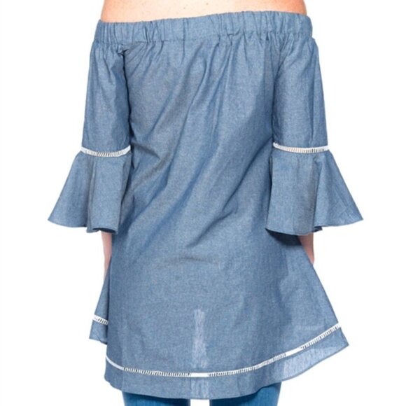 Boho Blue Bell sleeved top - Picture 3 of 4